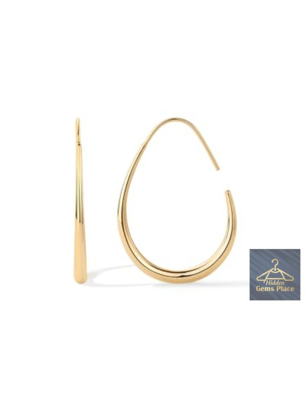 14K Gold Plated 925 Sterling Silver Post Lightweight Teardrop Hoop Earrings